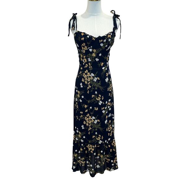 Reformation Blue Floral Midi Slip Dress SIZE 2 Cottage Sundress Corset $278 - Picture 8 of 13